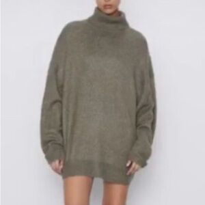 ZARA Olive Oversized Knit Sweater
